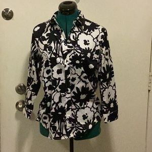 Vintage Women’s Ralph Lauren button front Med Floral print Navy/White